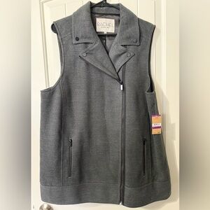 Rachel Roy Charcoal Gray Sleeveless Moto Vest
